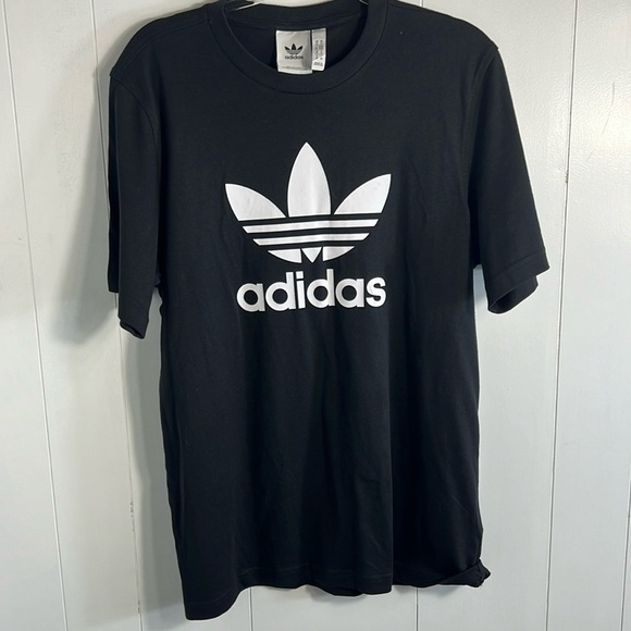 NWOT Adidas Oversized Trefoil Logo Black w White Mens Size M - Picture 1 of 4